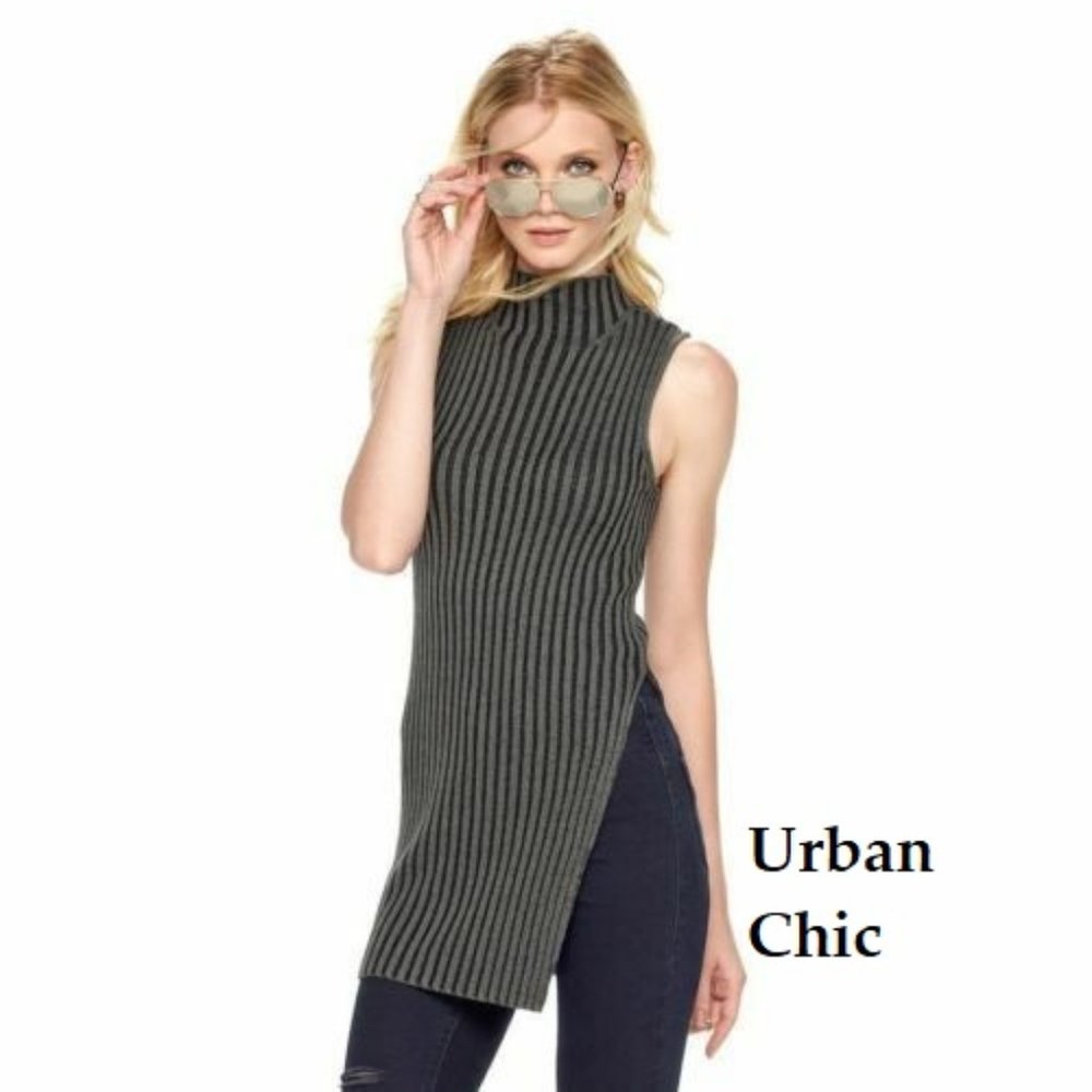 ...Rock & Republic Ribbed Tunic Sleeveless Sweater